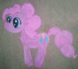 Size: 640x565 | Tagged: artist needed, source needed, safe, imported from derpibooru, pinkie pie, pony, chalk art, chalk drawing, photo, solo, traditional art