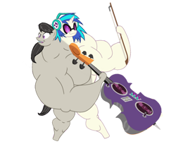 Size: 990x807 | Tagged: safe, imported from derpibooru, dj pon-3, octavia melody, vinyl scratch, earth pony, pony, unicorn, bipedal, bow (instrument), breasts, buff, buff breasts, cello, cello bow, conjoined, conjoinment, female, fetish, fused, fusion, growth, lol, merger, mixer, multiple heads, muscle expansion, muscle fetish, muscles, muscular female, music, musical instrument, two heads, vector, we have become one