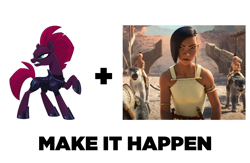 Size: 1080x703 | Tagged: safe, edit, imported from derpibooru, tempest shadow, unicorn, disney, exploitable meme, make it happen, meme, namaari, namaari zhijie, raya and the last dragon