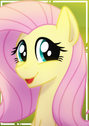 Size: 1980x2800 | Tagged: safe, artist:whitequartztheartist, imported from derpibooru, fluttershy, pegasus, pony, :3, bust, cute, daaaaaaaaaaaw, open mouth, portrait, shyabetes, smiling, solo