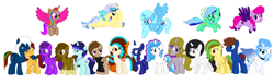 Size: 7500x2300 | Tagged: safe, artist:jadebreeze115, artist:phoenix feather, imported from derpibooru, oc, oc:angelmlp, oc:aqua bright, oc:artemus tellman, oc:bees meliss, oc:brownie waffle, oc:dark sparkle, oc:jade breeze, oc:jeremy sparkle, oc:luna rose, oc:mango island, oc:phoenix feather, oc:queen wolf girl, oc:rainbow princess swirls, oc:rainbow storm, oc:rose with horns, oc:sky sunrises, oc:star blue, oc:twilight sparkle show, oc:viola music heart, alicorn, earth pony, pegasus, pony, unicorn, friendship is magic, alicorn oc, base used, c:rose with horns, chatting, collaboration, colorful, cute, daaaaaaaaaaaw, dawwww, fanart, flying, friendship, horn, hug, looking at each other, looking up, shipping, smiley face, smiling, wings, youtuber