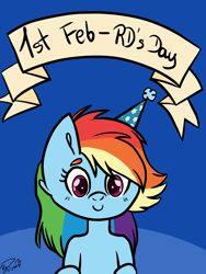 Size: 1200x1600 | Tagged: safe, artist:brushprism, imported from derpibooru, rainbow dash, pegasus, pony, hat, party hat, rainbow dash day, solo