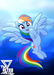 Size: 2100x2926 | Tagged: safe, artist:theretroart88, imported from derpibooru, rainbow dash, pegasus, pony, cute, dashabetes, flying, rainbow dash day, solo, underhoof