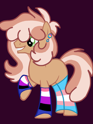 Size: 900x1200 | Tagged: safe, artist:circuspaparazzi5678, imported from derpibooru, oc, oc:feather wave, earth pony, pony, base used, clothes, ear piercing, earring, genderfluid, genderfluid pride flag, jewelry, nonbinary, offspring, pansexual, pansexual pride flag, parent:cheerilee, parent:feather bangs, parents:featherlee, piercing, pride, pride flag, socks, transgender, transgender pride flag