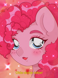 Size: 1280x1708 | Tagged: safe, artist:deathpatty, imported from derpibooru, pinkie pie, earth pony, pony, 90s anime, bust, female, portrait, solo