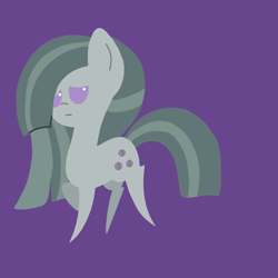 Size: 1378x1378 | Tagged: safe, artist:circuspaparazzi5678, imported from derpibooru, marble pie, earth pony, pony, chibi, frown, purple background, simple background, solo
