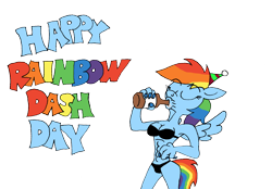 Size: 2937x2039 | Tagged: safe, artist:dragonboi471, imported from derpibooru, rainbow dash, anthro, alcohol, beer, drinking, female, mare, rainbow dash day, solo