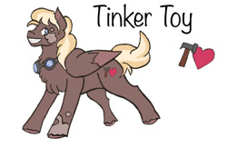 Size: 1280x833 | Tagged: safe, artist:silver-ops, imported from derpibooru, oc, oc only, oc:tinker toy, pegasus, pony, chest fluff, goggles, offspring, parent:derpy hooves, parent:doctor whooves, parents:doctorderpy, simple background, solo, white background