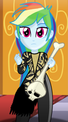 Size: 557x1005 | Tagged: safe, artist:grapefruitface1, imported from derpibooru, imported from ponybooru, rainbow dash, equestria girls, base used, clothes, eyeshadow, gothic, guitar, looking at you, makeup, musical instrument, queen (band), robe, show accurate, skull
