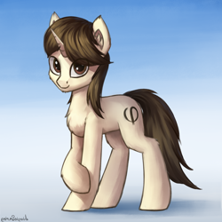 Size: 2000x2000 | Tagged: safe, artist:adagiostring, imported from derpibooru, oc, oc only, oc:phaidon, pony, unicorn, chest fluff, commission, commissioner:lahirien, male, shading, smiling, solo, stallion