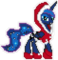 Size: 915x945 | Tagged: safe, artist:epicvon, artist:up1ter, imported from derpibooru, princess luna, alicorn, pony, christmas, female, holiday, looking at you, manepxls, mare, pixel art, pxls.space, side view, simple background, smiling, solo, transparent background