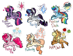 Size: 1080x830 | Tagged: safe, artist:witchspeils, imported from derpibooru, applejack, fluttershy, pinkie pie, rainbow dash, rarity, twilight sparkle, alicorn, earth pony, pegasus, pony, unicorn, base used, female, mane six, mare, obtrusive watermark, simple background, transparent background, twilight sparkle (alicorn), watermark