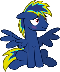 Size: 4000x4825 | Tagged: safe, artist:melisareb, imported from derpibooru, oc, oc only, oc:storm bringer, pegasus, pony, absurd resolution, blushing, male, show accurate, shrunken pupils, simple background, sitting, solo, stallion, transparent background, vector, wings