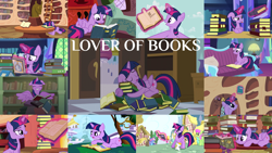 Size: 1974x1111 | Tagged: safe, edit, edited screencap, editor:quoterific, imported from derpibooru, screencap, bon bon, coco crusoe, doctor whooves, lyra heartstrings, meadow song, merry may, parasol, pinkie pie, roseluck, sunshower raindrops, sweetie drops, time turner, twilight sparkle, alicorn, earth pony, mouse, pegasus, pony, unicorn, a friend in deed, amending fences, castle mane-ia, friendship is magic, made in manehattan, pinkie apple pie, pinkie pride, princess spike (episode), secret of my excess, shadow play, spike at your service, testing testing 1-2-3, book, book nest, eyes closed, female, glowing horn, golden oaks library, hearts and hooves day, horn, magic, magic aura, male, melody (g4), open mouth, sitting, sleeping, solo, teeth, that pony sure does love books, twilight sparkle (alicorn), twilight's castle, unicorn twilight