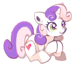 Size: 1100x1000 | Tagged: safe, artist:n0pies, imported from derpibooru, sweetie belle, pony, unicorn, alternate cutie mark, cute, diasweetes, hooves together, simple background, smiling, solo, white background