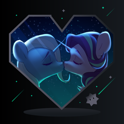 Size: 2543x2549 | Tagged: safe, artist:sugarstar, imported from derpibooru, starlight glimmer, trixie, pony, unicorn, female, high res, imminent kissing, lesbian, shipping, startrix