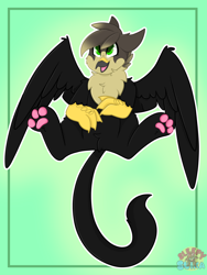 Size: 3000x3994 | Tagged: safe, artist:sleepysuika, imported from derpibooru, oc, oc only, oc:sasha steelclaw, griffon, cute, paw pads, paws, smiling, solo, toe beans, underpaw