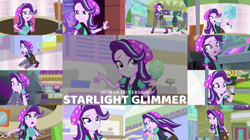 Size: 1972x1107 | Tagged: safe, edit, edited screencap, editor:quoterific, imported from derpibooru, screencap, leafy mint, mint chip, starlight glimmer, equestria girls, mirror magic, spoiler:eqg specials, angry, female, food, ice cream, mirror, open mouth, purse, shrug, solo, watch