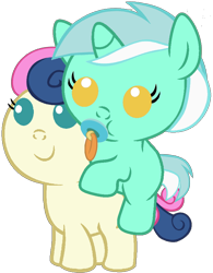 Size: 720x923 | Tagged: artist needed, safe, artist:red4567, edit, imported from derpibooru, bon bon, lyra heartstrings, sweetie drops, earth pony, pony, unicorn, adorabon, baby, baby pony, background removed, binky, cute, duo, duo female, female, lyra riding bon bon, lyrabetes, pacifier, ponies riding ponies, riding, show accurate, simple background, transparent background, vector