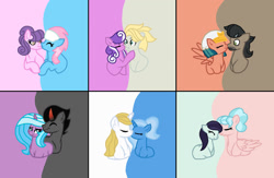 Size: 1280x832 | Tagged: safe, artist:melodymoonlight15, idw, imported from derpibooru, coloratura, cozy glow, doctor caballeron, king sombra, lotus blossom, prince blueblood, radiant hope, screwball, somnambula, suri polomare, trixie, oc, oc:mothball, bluetrix, canon x oc, crack shipping, female, hopebra, lesbian, male, shipping, straight