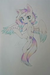 Size: 1280x1899 | Tagged: safe, artist:aleuoliver, artist:aleurajan, imported from derpibooru, oc, oc only, alicorn, pony, alicorn oc, ear fluff, female, horn, mare, solo, traditional art, wings