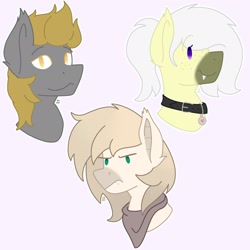 Size: 2048x2048 | Tagged: safe, artist:redthedragon, imported from derpibooru, oc, oc only, oc:devin, oc:eggnog, bat pony, pony, bust, cute, female, grumpy, looking at you, male, mare, portrait, smiling, stallion, trio