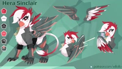 Size: 1920x1080 | Tagged: safe, artist:willoillo, imported from derpibooru, oc, oc only, oc:hera sinclair, griffon, commission, griffon oc, reference sheet, sierra nevada