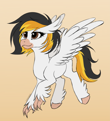 Size: 2905x3187 | Tagged: safe, artist:starshade, imported from derpibooru, oc, oc only, oc:stormy, hippogriff, beak, commission, female, flying, hippogriff oc, hooves, simple background, solo, spread wings, talons, wings