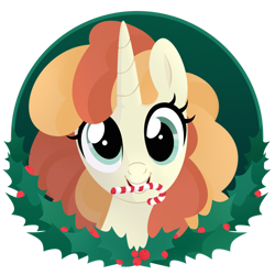 Size: 1024x1024 | Tagged: safe, artist:kabuvee, imported from derpibooru, oc, oc only, pony, bust, candy, candy cane, female, food, mare, mouth hold, portrait, solo