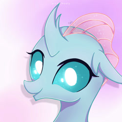 Size: 1280x1280 | Tagged: safe, artist:nnaly, imported from derpibooru, ocellus, changedling, changeling, bust, catchlights, cute, diaocelles, female, portrait, quadrupedal, signature, smiling, solo, sparkly eyes