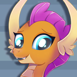 Size: 1024x1024 | Tagged: safe, artist:nnaly, imported from derpibooru, smolder, dragon, bust, cute, dragoness, female, portrait, signature, smiling, smolderbetes, solo