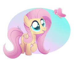 Size: 1024x808 | Tagged: safe, artist:nnaly, imported from derpibooru, fluttershy, butterfly, pegasus, pony, cute, female, filly, filly fluttershy, shyabetes, simple background, sparkly eyes, transparent background, younger