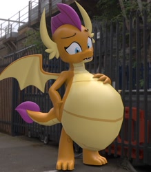 Size: 1750x2000 | Tagged: safe, artist:ghost reviews, imported from derpibooru, smolder, dragon, 3d, belly, big belly, blender, dragoness, female, inflation, solo, stomach, stuffed, stuffing