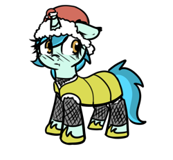 Size: 748x694 | Tagged: safe, artist:neuro, guardian angel (character), pony, unicorn, armor, chainmail, christmas, ear down, eye clipping through hair, female, guardsmare, hat, holiday, horn hat, mare, royal guard, royal guard armor, santa hat, simple background, solo, transparent background
