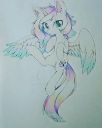 Size: 1080x1350 | Tagged: safe, artist:aleuoliver, imported from derpibooru, oc, oc only, alicorn, pony, alicorn oc, ear fluff, female, horn, mare, solo, traditional art, wings