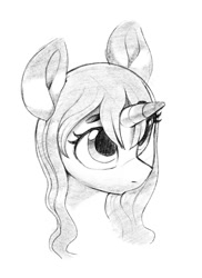 Size: 972x1335 | Tagged: safe, artist:dimfann, imported from derpibooru, oc, oc only, oc:sylvine, pony, unicorn, bust, sketch, solo