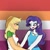 Size: 1080x1080 | Tagged: safe, alternate version, artist:_denart, artist:rapunzelights, imported from derpibooru, applejack, rarity, equestria girls, blushing, clothes, ear piercing, earring, female, hat, holding hands, jewelry, lesbian, lesbian pride flag, lipstick, necklace, piercing, pride, pride flag, rarijack, shipping, signature, smiling