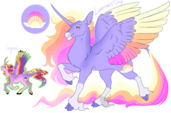 Size: 1550x1024 | Tagged: safe, artist:arexstar, imported from derpibooru, oc, oc only, oc:luminous sky, alicorn, pony, cloven hooves, colored wings, female, magical lesbian spawn, mare, multicolored wings, offspring, parent:princess cadance, parent:rainbow dash, parents:cadash, redesign, solo, unshorn fetlocks, wings