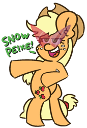 Size: 650x950 | Tagged: safe, artist:threetwotwo32232, imported from derpibooru, applejack, earth pony, pony, bipedal, female, kamina sunglasses, open mouth, simple background, solo, sunglasses, transparent background