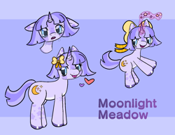Size: 1300x1000 | Tagged: safe, artist:rabidmomento, imported from derpibooru, oc, oc only, oc:moonlight meadow, pony, unicorn, bust, chibi, cute, full body, original art, pastel, solo