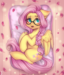 Size: 1588x1854 | Tagged: safe, artist:zefirka, imported from derpibooru, fluttershy, pegasus, pony, alternate hairstyle, cute, glasses, shyabetes