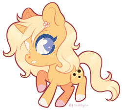 Size: 796x717 | Tagged: safe, artist:frostedpuffs, imported from derpibooru, oc, oc only, oc:goldie, pony, unicorn, chibi, female, mare, simple background, solo, transparent background