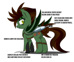 Size: 1024x864 | Tagged: safe, artist:dangercloseart, imported from derpibooru, oc, oc only, oc:dive siren, bat pony, pony, bat pony oc, bat wings, butt, claw, cute, cutie mark, harness, jetpack, layout, looking at you, plot, ref, reference sheet, simple background, smiling, solo, stuka, tack, transparent background, weapon, wings