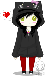 Size: 565x959 | Tagged: safe, artist:amgiwolf, imported from derpibooru, oc, oc only, oc:amgi, human, blush sticker, blushing, clothes, female, heart, hoodie, humanized, jewelry, necklace, simple background, smiling, solo, transparent background