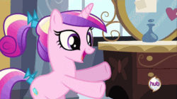Size: 650x365 | Tagged: safe, anonymous editor, edit, edited screencap, imported from ponybooru, screencap, princess cadance, pony, unicorn, a canterlot wedding, animated, bipedal, bow, cute, cutedance, dancing, happy, hoofy-kicks, hub logo, loop, open mouth, ponytail, smiling, solo, tail bow, teen princess cadance, the monkey, wingless