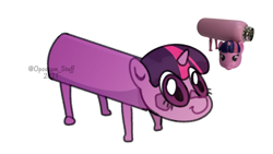 Size: 640x360 | Tagged: safe, artist:blackdog-stuff, artist:opossum-stuff, imported from derpibooru, twilight sparkle, abomination, cursed image, februpony, merchandise, nightmare fuel, not salmon, simple background, solo, wat, water bottle, white background