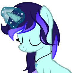 Size: 654x642 | Tagged: safe, artist:aquabright0219, imported from derpibooru, oc, oc only, oc:aqua bright, pony, unicorn, bust, eyes closed, female, glowing horn, horn, jewelry, mare, necklace, simple background, smi, solo, transparent background, unicorn oc