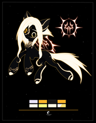 Size: 2500x3204 | Tagged: safe, artist:sinigam41, imported from derpibooru, oc, oc only, oc:burning centau, earth pony, pony, chest fluff, constellation pony, eyepatch, female, freckles, glow, glowing, mare, markings, reference sheet, scar, solo, tattoo