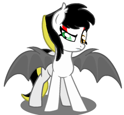 Size: 800x740 | Tagged: safe, artist:lullabyprince, artist:lynnthenerdkitty, imported from derpibooru, oc, oc only, oc:karai, bat pony, pony, base used, bat pony oc, bat wings, confused, heterochromia, multicolored eyes, ponified, spread wings, teenage mutant ninja turtles, tmnt 2012, wings