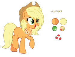 Size: 1720x1312 | Tagged: safe, artist:prismborealisdash, imported from derpibooru, applejack, earth pony, pony, alternate hairstyle, applejack's hat, base used, cowboy hat, cutie mark, female, freckles, hat, mare, missing cutie mark, raised hoof, reference sheet, simple background, solo, transparent background